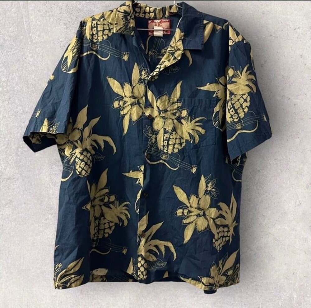 Vintage RJC Men’s Hawaiian Shirt 2XL Made In Hawaii USA Blue White Blue Floral